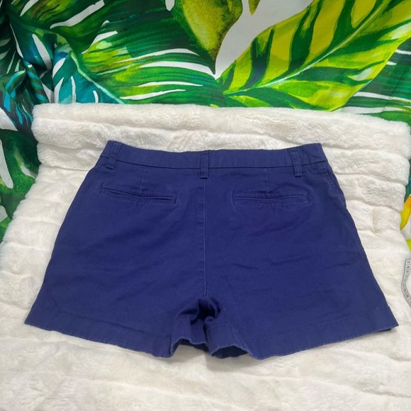 Cynthia Rowley 6 Dark Blue Chino High Waist Snap Close Casual Summer Shorts - Picture 3 of 9
